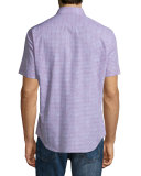 Manning Pin-Dot Short-Sleeve Sport Shirt, Pink