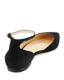 Lucy Suede Half-d'Orsay Flat, Black