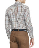 Melange Tattersall Woven Sport Shirt, Brown