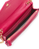 Monogram Small Matelassé Envelope Chain Wallet, Lipstick Pink