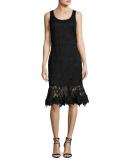 Attitude Sleeveless Lace Flounce Cocktail Dress