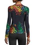 Floral-Print Crewneck Cardigan, Multicolor