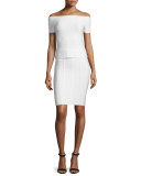 Bandage Knit Pencil Skirt, Alabaster