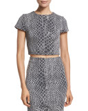 Latisha Snakeskin-Print Cropped T-Shirt, Multicolor