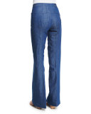 High-Waist Flare-Leg Jeans, Pale Blue