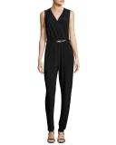 Sleeveless Luxe Jersey Belted Jumpsuit 
