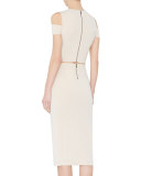 Vicki Cold-Shoulder Crop Top, Tan