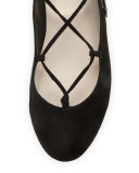 Harmony Suede Tie-Up 3D Butterfly Flat, Black