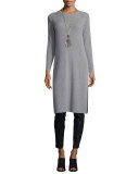 Long-Sleeve Ribbed Cashmere Drama Tunic 