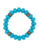 11mm Turquoise Bracelet with Diamond Rondelles