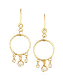 18k Yellow Diamond-Fringed Classic Round Earrings