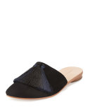 Winnie Tassel Mule Slide, Black/Eclipse