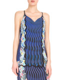 Racerback Mixed-Print Camisole, Snuffbox/Blue