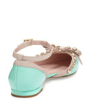 becca jeweled t-strap ballerina flat, mint/pale pink