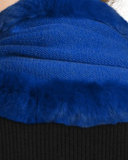 Fur-Trim Cashmere & Wool Infinity Scarf, Cobalt