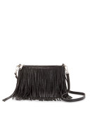 Finn Leather Fringe Crossbody Bag, Black