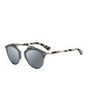 So Real Mirrored Brow-Bar Sunglasses, Gunmetal/Black