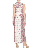 Sleeveless Kaleidoscope-Print Maxi Shirtdress