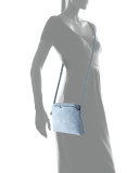 Multi-Pouch Suede Crossbody Bag, Topaz Blue