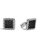 Woven Square Enamel Cuff Links, Gray
