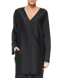 Long-Sleeve Short Dress, Navy