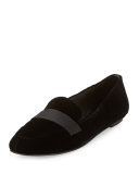 Fab Satin-Strap Velvet Loafer, Black