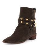 Janis Studded Suede Bootie, Asfalto