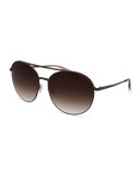Luna Round Sunglasses w/Brow Bar, Java