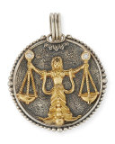 Libra Carved Zodiac Pendant with Diamond