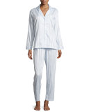 Tina Shadow-Stripe Long-Sleeve Long Pajama Set