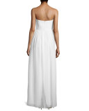 Strapless Ruched-Bodice Gown, White Lily