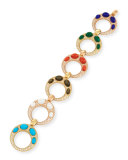 Jackie Multicolor Cabochon & Diamond Round Link Bracelet 
