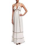 Sakara Paneled Silk Maxi Dress, Ivory