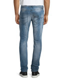 Tepphair Distressed Straight-Leg Jeans, Light Blue