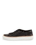 Mela Perforated-Leather Sneaker, Black
