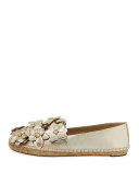 Blossom Leather Espadrille Flat, Gold