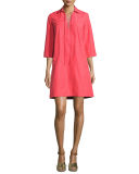 Dani 3/4-Sleeve Lace-Up Shift Dress