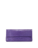 Gotham Crocodile Clutch Bag, Purple Matte