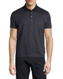 Micro-Pattern Polo Shirt, Navy