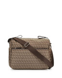Leather-Trim Logo Diaper Bag, Brown