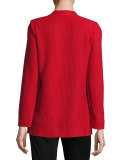 Textured Straight-Cut Knit Jacket, Classic Red  