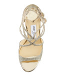 Lang Glittered Strappy Sandal, Light Bronze