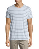 Shadow-Striped Short-Sleeve Crewneck Tee, Lucent Blue