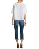 Short-Sleeve Linen Boxy Top