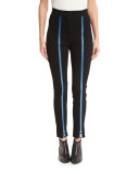 High-Waist Zipper-Detail Leggings, Nero