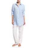 Long-Sleeve Cross-Dye Linen Big Shirt 