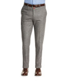 Flat-Front Cashmere-Blend Trousers, Gray