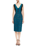 Bicolor Lace Paneled Sheath Dress 