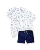 Slugger Pima Jersey Bermuda Set, Blue/White, Size 9-24 Months