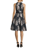 Sleeveless Floral Jacquard Party Dress 